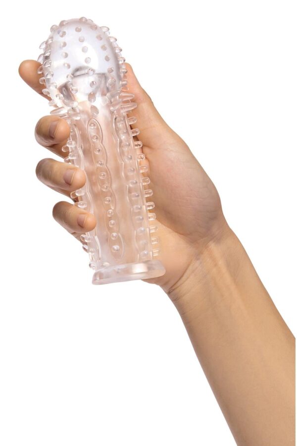 Size Up Clear View Textured Penis Extender With Ball Loop