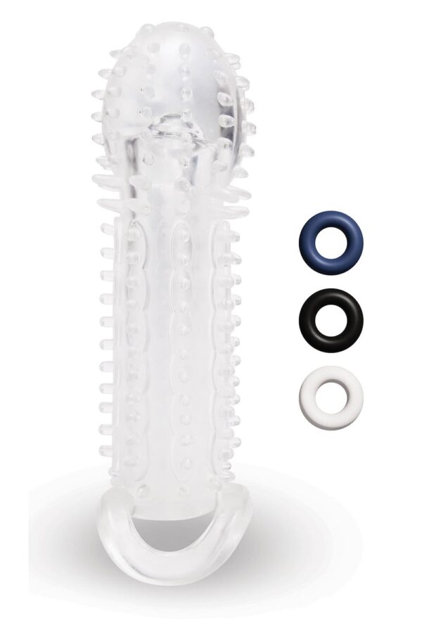 Size Up Clear View Textured Penis Extender With Ball Loop