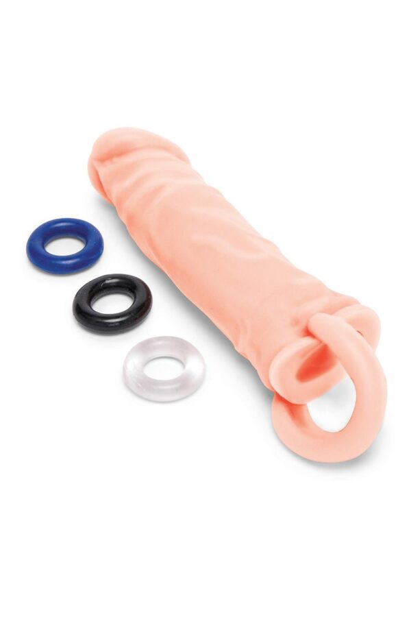 Size Up Silicone Realistic Penis Extender With Ball Loop Flesh