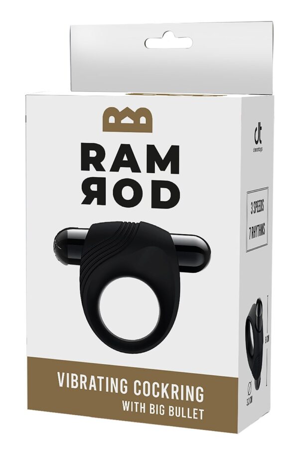 Ramrod Vibrating Cockring With Big Bullet Black