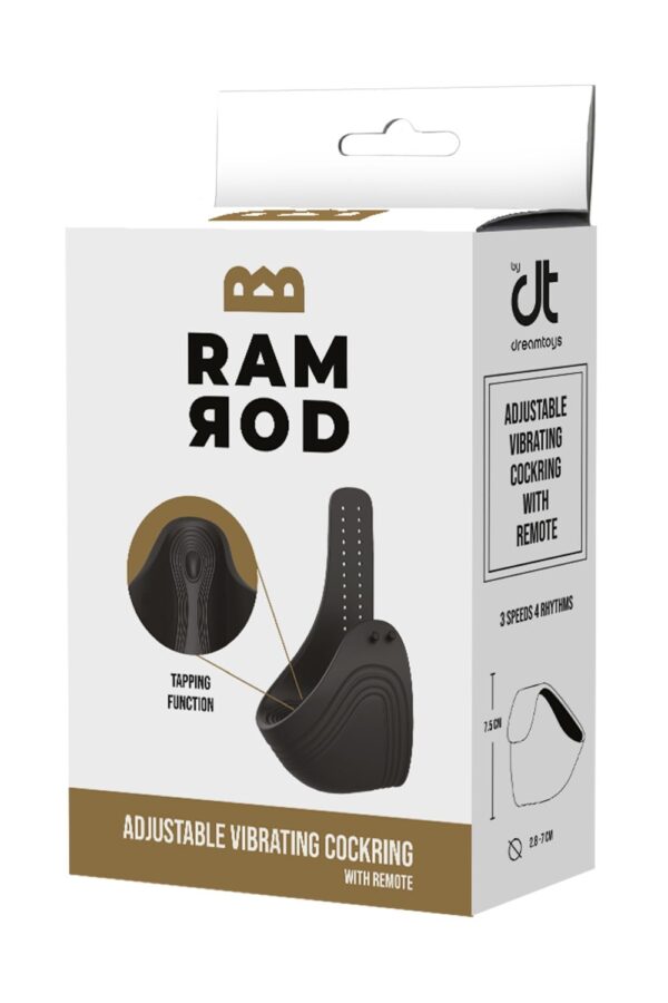 Ramrod Adjustable Vibrating Cockring With Remote Black