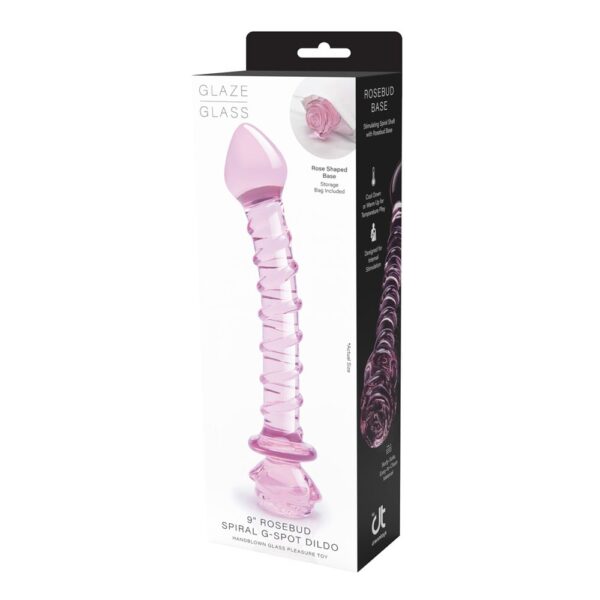 22122-P.jpg Glaze Glass Rosebud Spiral G-Spot Dildo