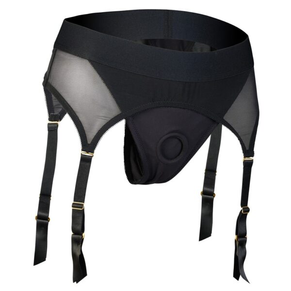 Bold. Vail Strap-On Garter Thong With Dildo