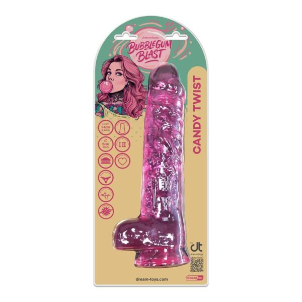 22341-P.jpg Bubblegum Blast Candy Twist Classic Jelly 9,4 Inch Dildo