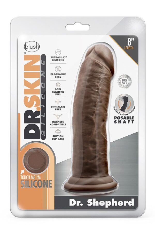 Dr. Skin Silicone Dr. Shepherd 8 Inch Dildo With Suction Cup Chocolate