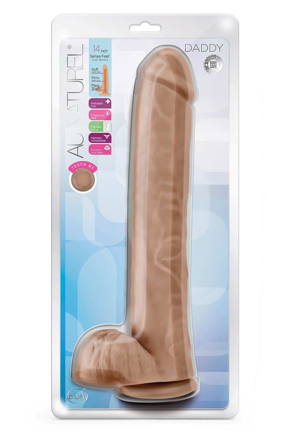 Au Naturel Daddy 14 Inch Sensa Feel Dildo Mocha