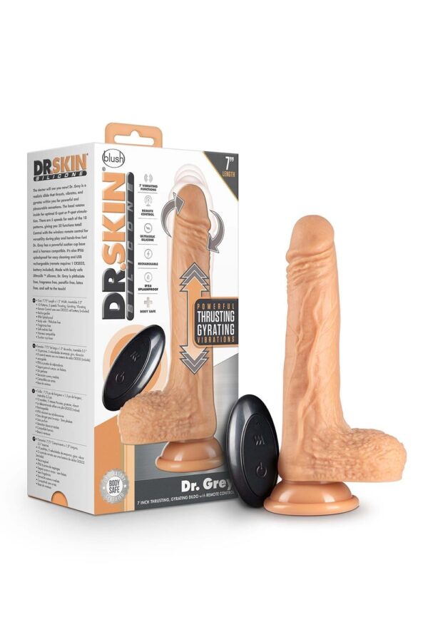 Dr. Skin Silicone Dr. Grey 7 Inch Thrusting Dildo Vanilla