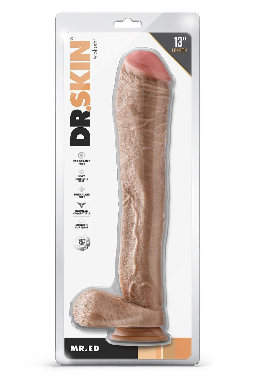 Dr. Skin Mr. Ed 13 Inch Dildo With Balls Beige