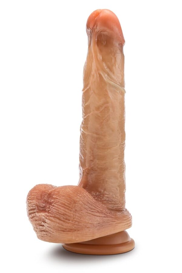 332069-3.jpg Renaissance Davinci 8 Inch Sliding Foreskin Dildo With Squeezable Balls Tan