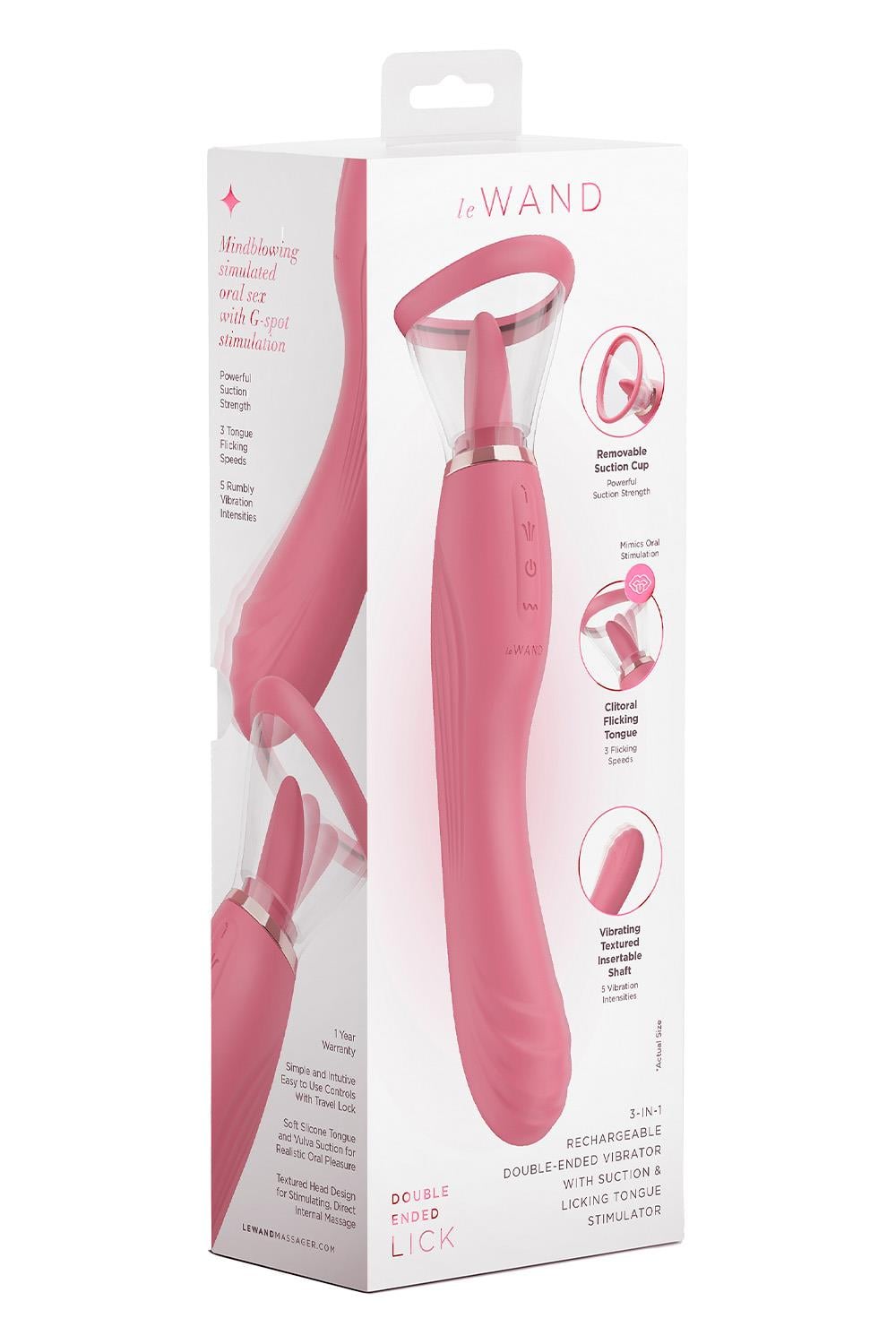 Le Wand Lick 3-1 Double Ended Vibe With Licking Tongue Stimulator