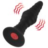 Forto Vibrating Ribbed Plug With Remote Control Large Black