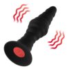 860478-1.jpg Forto Vibrating Ribbed Plug With Remote Control Small Black