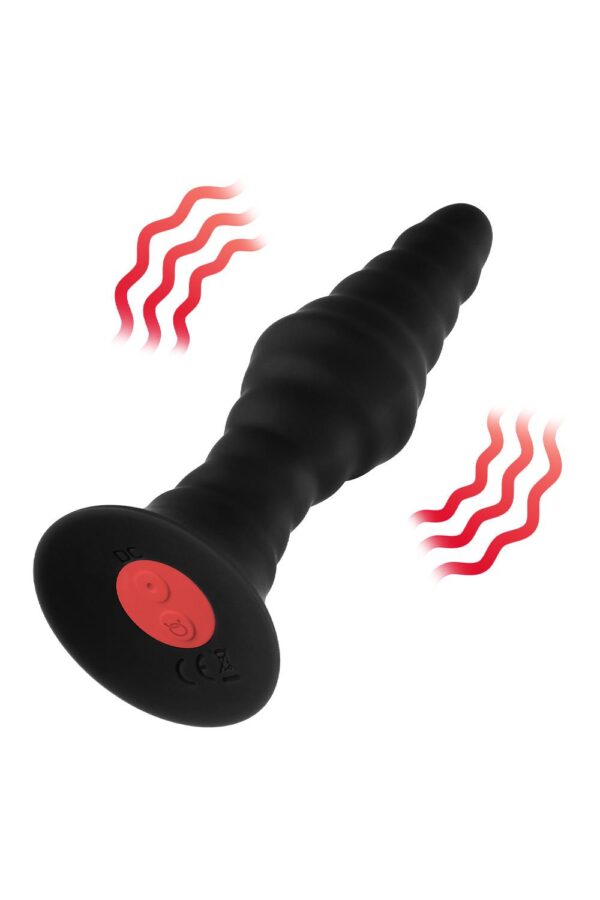 860478-1.jpg Forto Vibrating Ribbed Plug With Remote Control Small Black