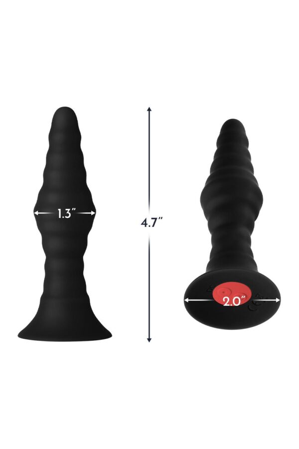 860478-3.jpg Forto Vibrating Ribbed Plug With Remote Control Small Black