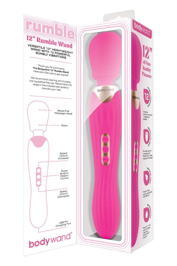 870066-2.jpg Bodywand Rumble Wand 12 Inch Hot Pink