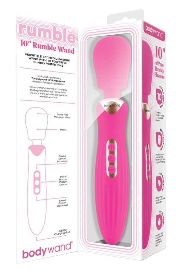 870067-2.jpg Bodywand Rumble Wand 10 Inch Hot Pink