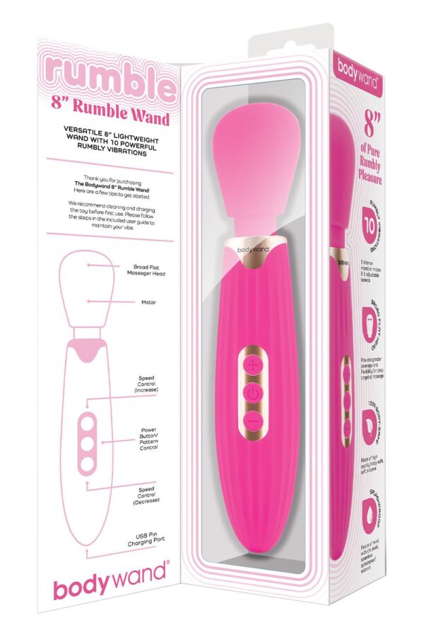 870068-2.jpg Bodywand Rumble Wand 8 Inch Hot Pink